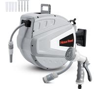 TolleTour Enrouleur de tuyau d'air comprimé Enrouleur de tuyau 30m automatique Enrouleur 8 bar raccord 1/4" avec pistolet d'arrosage multifonctionnel Tuyau d'air comprimé Support de tuyau mural Enroul