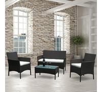TolleTour Mobilier de jardin Ensemble de salon Fauteuils Lounge Banc de jardin Tabouret Ensemble complet marron