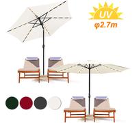 TolleTour Parasol Ø2,7 m avec LED Parasol de jardin pivotant à 360° Parasol de terrasse Parasol suspendu Parasol de marché Parasol de plage - avec LED - Beige