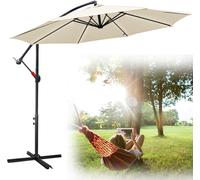 TolleTour Parasol 3,5 m Parasol de jardin Parasol à pied déporté Parasol de marché Parasol à manivelle Aluminium, beige, 3,5 m