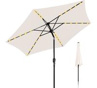 TolleTour Parasol Ø350cm avec LED Parasol de jardin pivotant à 360° Parasol de terrasse Parasol suspendu Parasol de marché Parasol de plage - avec LED - Beige
