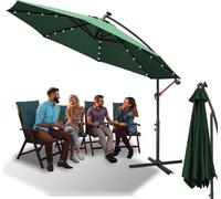 TolleTour Parasol avec éclairage LED Ø300cm Parasol ampli 360° pivotant Parapluie de jardin Pavillon vert