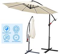 TolleTour Parasol beige Ø300cm Parasol à pied déporté Parasol de jardin Parasol de marché Manivelle Balcon Aluminium Inclinable