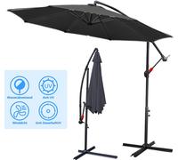 TolleTour Parasol gris Ø300cm Parasol à pied déporté Parasol de jardin Parasol de marché Manivelle Balcon Aluminium Inclinable