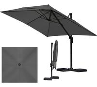 TolleTour Parasol parasol à pied déporté Ø3m pivotant, inclinable, rotation à 360°, parasol de marché, gris