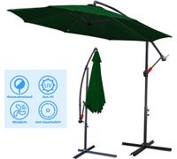 TolleTour Parasol vert Ø300cm Parasol à pied déporté Parasol de jardin Parasol de marché Manivelle Balcon Aluminium Inclinable