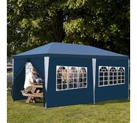 TolleTour Pavillon Tente de jardin - Tente de plage pratique, montage facile avec Easy-Klett, idéale pour les fêtes Bleu 3x6m