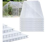 TolleTour Plaques alvéolaires en polycarbonate - 14 pièces, épaisseur 4mm, 121 x 60.5 cm, 10.25 m², résistant aux UV, transparent - plaque double paroi, plaques de serre, plaque alvéolaire pour serre