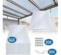 TolleTour Plaques alvéolaires en polycarbonate 4mm d'épaisseur Plaque de serre double paroi14x Plaques alvéolaires en polycarbonate 4mm,10,25 m² plaque double paroi - 1210x605,50x agrafes + 50x Z-clip