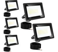 TolleTour Projecteur LED Projecteur de chantier LED 5X 50W 3 couleurs 3000/4000/6500K Floodlight avec IP66 étanche