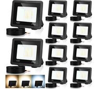 TolleTour Projecteur LED Projecteur LED de chantier 10X 10W 3 couleurs 3000/4000/6500K Floodlight avec IP66 étanche