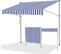 TolleTour Store banne à manivelle Store banne à pince Protection solaire Store de fenêtre Store pare-soleil Store rétractable Imperméable Stores bleus et blancs 4 m