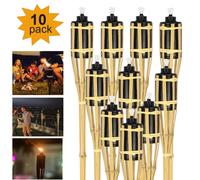 TolleTour Torches de jardin Set 30x lampes torches mèche 90cm bambou torches à huile pour l'extérieur huile de lampe pour torches flammes feu fête déco