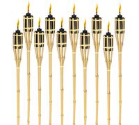 TolleTour Torches de jardin Set 50x lampes torches mèche 90cm bambou torches à huile pour l'extérieur huile de lampe pour torches flammes feu fête déco