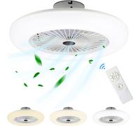 TolleTour Ventilateur de plafond 80W 3 vitesses Lumière/ Ventilateur commutable séparément pour salon salle à manger chambre à coucher