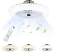 TolleTour Ventilateur de plafond 80W Fonction de ventilateur Lumière/ Ventilateur commutable séparément avec éclairage et télécommande pour le salon