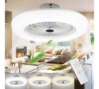 TolleTour Ventilateur de plafond 80w Led avec éclairage Fan LED Lampe de ventilateur avec télécommande Moderne