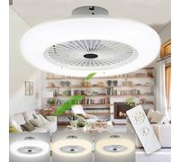 TolleTour Ventilateur de plafond 80w LED avec télécommande Lumière Lampe de plafond Télécommande Timer Dimmable Smart LED Plafonnier