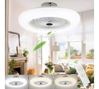 TolleTour Ventilateur de plafond 80w Télécommande Timer Dimmable LED Plafonnier Ventilateur pour salon Rondes