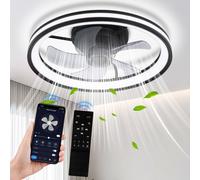 TolleTour Ventilateur de plafond avec éclairage et télécommande 48CM Plafonnier Ventilateur silencieux Lampe de plafond
