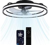 TolleTour Ventilateur de plafond avec éclairage et télécommande Lampe de plafond à intensité variable noire