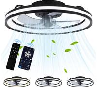 TolleTour Ventilateur de plafond LED avec éclairage et télécommande Dimmable Plafonnier Chambre à coucher Salon 48CM