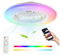 TolleTour Ventilateur de plafond RGB avec éclairage et télécommande Plafonnier RGB Ventilateur silencieux Lampe de plafond
