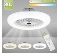 TolleTour Ventilateur de plafond Télécommande Blanc avec Illumination Sommeil 80W