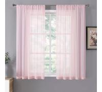 Tollpiz Lot de 2 Rideaux Transparents, Texture Lin, Rideaux de Salon, Tringle filtrant la lumière, Rideaux en Voile de Poche pour Chambre à Coucher, 106,7 x 160 cm de Long, Rose, 2 Panneaux