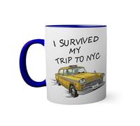 Tom I Survived My Trip To NYC Tasse à l'intérieur de couleur bleu avec poignée 330ml