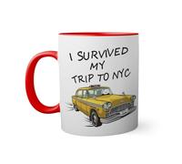 Tom I Survived My Trip To NYC Tasse à l'intérieur de couleur rouge avec poignée 330ml