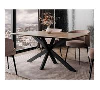 Tom - table à manger - plateau effet bois - pieds en métal - 4 à 6 personnes - Bois / Noir
