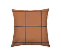 TOM TAILOR Large Check Taie d’Oreiller en Flanelle, 40 x 40 cm, 100% Coton, Bleu/Marron (Dark Navy/Rusty Red), avec Motif Réversible et Fermeture Éclair Colorée de Marque