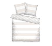 TOM TAILOR Linge de lit en renforcé, 2 * 80x80 cm + 200x220 cm, 100% Coton/renforcé, avec Motif réversible et Fermeture éclair de Marque, Siena Blanc, Sable