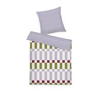 Tom Tailor Linge de lit Soft Renforcé, 60 x 80 cm + 140 x 200 cm, 100% Coton/renforcé, avec Motif réversible et Fermeture éclair colorée, Bold Check Violet, Vert (Soft Lilac, Moss Green & Off White)