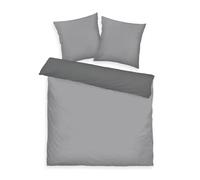 TOM TAILOR Parure de lit Satin, 2*80x80 cm + 200x220 cm, 100% coton/satin, avec double couture sur l'oreiller, motif réversible et fermeture éclair de qualité colorée