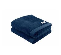 TOM TAILOR Serviette, Lot de 2, 50 x 100 cm, 100% coton / éponge, avec accroche et étiquette avec logo, COLOR BATH TOWEL Bleu (Dark Navy)