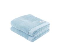 TOM TAILOR Serviette, Lot de 2, 50 x 100 cm, 100% coton / éponge, avec accroche et étiquette avec logo, COLOR BATH TOWEL Bleu clair (Sky Blue)