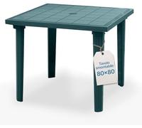 Tomaino Dexter Table de jardin carrée en plastique 80 x 80 cm pour 4 personnes, pieds démontables, trou pour parasol, anti-UV, fabriquée en Italie, table basse d'extérieur pour terrasse et balcon
