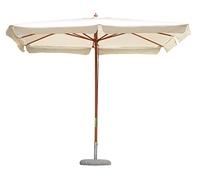 Tomaino - Parasol de jardin 3 x 3 carrés en bois - Poteau central avec poulie et toile coupe-vent résistante en résine 180 g polyester - Mobilier extérieur pour balcon, terrasse, écru, M