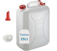 Tomaino - Réservoir 25 litres en plastique avec bouchon et distributeur - Fût HDPE Récipient pour condensation climatiseur - Poubelle à liquides, essence, eau, huile, mélange, camping, vin, camion (25