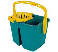 TOMAINO Seau serpillère double bac 14 l, 2 compartiments de 7 l pour eau propre et sale, seau avec essoreur et poignée, pour nettoyage domestique et professionnel, fabriqué en Italie