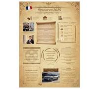 Tomalithic Affiche Retour en 2025, Carte Originale et Décoration de Table Anniversaire,Idée Créative de Cadeau Anniversaire 0Ans pour Femme et Homme[A4 Sans Cadre]
