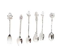 Tomantery Ensemble Cuillère et Fourchette Vintage en Alliage de Zinc, | Cuillères à café avec poignées de fourchette en forme de cœur, pour la maison, Bar, magasin de thé au lait, cafétéria