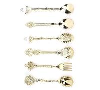 Tomantery Ensemble Cuillère et Fourchette Vintage en Alliage de Zinc, (Or | Cuillères à café avec poignées de fourchette en forme de cœur, pour la maison, Bar, magasin de thé au lait, cafétéria