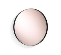 Tomasucci Wink Design Miroir Mural Rond Afterlight, Cadre en Acier Noir Mat, Miroir Rose doré, 40 cm x 30 cm