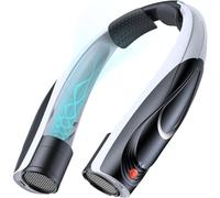 Tomatofrydan Ventilateur de nuque portable 6000 mAh - 6 vitesses - Avec flux d'air de refroidissement à 360° - Mains libres - USB personnel - Noir et blanc