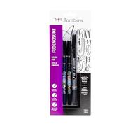 Tombow 62039 Fudenosuke Lot de 3 stylos Noir/gris