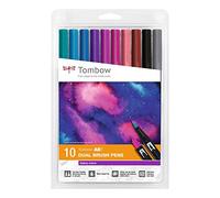 Tombow ABT-10C-3, Feutre pinceau ABT Dual Brush Pen, double pointes, à base d'eau, Set de 10 couleurs "Galaxy"