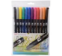 Tombow ABT-12C-1 Lot de 12 Feutres pinceau à 2 pointes, couleurs primaires